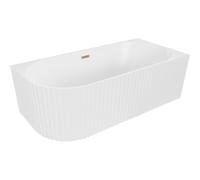 Mexen Gia baignoire îlot d'angle rainurée droite 170 x 80 cm, blanc mat, trop-plein cuivre brossé - 52701708001P-65 53798 5905315505897