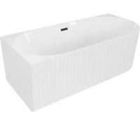 Mexen Gia baignoire îlot d'angle rainurée gauche 150 x 75 cm, blanc brillant, trop-plein noir - 52701507500L-70
