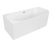 Mexen Gia baignoire îlot d'angle rainurée gauche 170 x 80 cm, blanc mat, trop-plein cuivre brossé - 52701708001L-65 53582 5905315505293