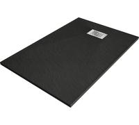 Mexen Hugo bonde de douche rectangulaire SMC 110 x 80 cm, noir, couvercle inox - 42708011-X