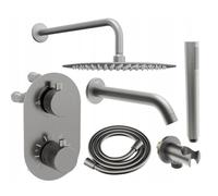 Mexen Kai DR70 ensemble baignoire-douche encastré avec pommeau de 25 cm, gris acier brossé - 77602DR70251-66 6501 5907709136724
