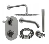 Mexen Kai DR70 ensemble de baignoire-douche encastré avec pomme de douche 30 cm, gris canon brossé - 77602DR70301-66 6476 5907709136519