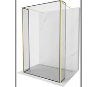Mexen Kioto cloison de douche autoportante 90 x 30 x 30 cm, cadre noir, or brossé - 800-090-030-222-55-70-030 49776 5905315353481