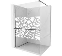 Mexen Kioto+ cloison de douche avec étagère Walk-in 110 x 200 cm, motif blanc, gris canon brossé - 800-110-121-66-85 38039 5905315248718