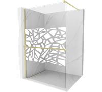 Mexen Kioto+ cloison de douche avec étagère Walk-in 140 x 200 cm, motif blanc, or brossé - 800-140-121-55-85 37101 5905315247100
