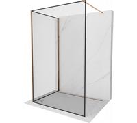 Mexen Kioto cloison de douche Walk-in 140 x 110 cm, cadre noir, or rose - 800-140-212-60-70-110 49428 5905315392183