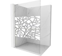 Mexen Kioto+ L cloison de douche avec étagère Walk-in 110 x 200 cm, motif blanc, nickel brossé - 800-110-123-97-85 40950 5905315266828
