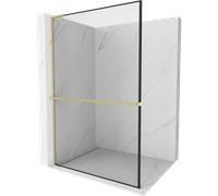Mexen Kioto+ L cloison de douche avec étagère Walk-in 120 x 200 cm, cadre noir, or brossé - 800-120-123-55-70 39363 5905315262295