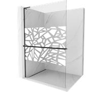 Mexen Kioto+ L Cloison de douche avec étagère Walk-in 80 x 200 cm, motif blanc, noir - 800-080-123-70-85 40341 5905315264923