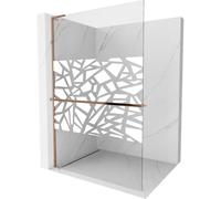 Mexen Kioto+ L cloison de douche avec étagère Walk-in 90 x 200 cm, motif blanc, or rose - 800-090-123-60-85 39459 5905315262738