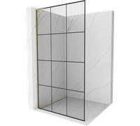 Mexen Kioto L cloison de douche Walk-in 100 x 200 cm, carreau noir, or brossé - 800-100-103-55-77 39772 5905315254047