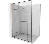 Mexen Kioto L cloison de douche Walk-in 100 x 200 cm, motif noir, cuivre brossé - 800-100-103-65-78 39966 5905315255693