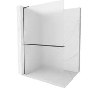 Mexen Kioto+ L mur de douche avec étagère Walk-in 110 x 200 cm, dépoli, gris ardoise brossé - 800-110-123-66-30