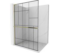 Mexen Kioto+ L panneau de douche avec étagère Walk-in 120 x 200 cm, motif noir, or - 800-120-123-50-78 39275 5905315261540