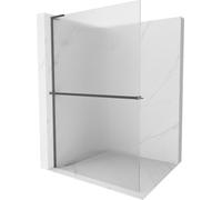 Mexen Kioto+ L panneau de douche avec étagère Walk-in 120 x 200 cm, transparent, gris canard brossé - 800-120-123-66-09