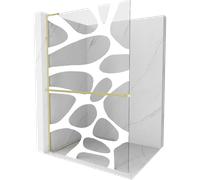 Mexen Kioto+ L panneau de douche avec étagère Walk-in 120 x 200 cm, vague blanche, or brossé - 800-120-123-55-97 39387 5905315262332
