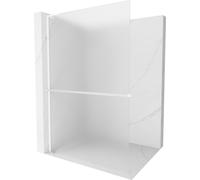 Mexen Kioto+ L paroi de douche avec colonne de douche 110 x 200 cm, verre dépoli, blanc - 800-110-123-20-30