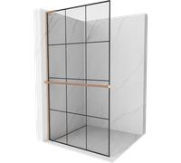 Mexen Kioto+ L paroi de douche avec étagère Walk-in 100 x 200 cm, grille noire, cuivre brossé - 800-100-123-65-77 41474 5905315263605