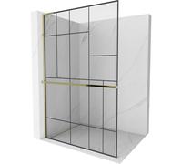 Mexen Kioto+ L paroi de douche avec étagère Walk-in 100 x 200 cm, motif noir, or - 800-100-123-50-78 39273 5905315261304