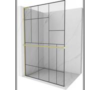 Mexen Kioto+ L paroi de douche avec étagère Walk-in 100 x 200 cm, motif noir, or brossé - 800-100-123-55-78 39373 5905315262073