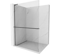 Mexen Kioto+ L paroi de douche avec étagère Walk-in 100 x 200 cm, transparent, gris ardoise brossé - 800-100-123-66-00