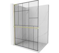 Mexen Kioto+ L paroi de douche avec étagère Walk-in 70 x 200 cm, motif noir, or brossé - 800-070-123-55-78 39370 5905315261717