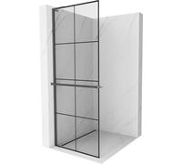 Mexen Kioto+ L paroi de douche avec étagère Walk-in 80 x 200 cm, motif noir, gris ardoise brossé - 800-080-123-66-77