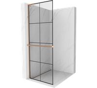 Mexen Kioto+ L paroi de douche avec étagère Walk-in 90 x 200 cm, grille noire, cuivre brossé - 800-090-123-65-77 41473 5905315263483