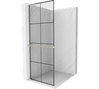 Mexen Kioto+ L paroi de douche avec étagère Walk-in 90 x 200 cm, grille noire, nickel brossé - 800-090-123-97-77 40931 5905315266569