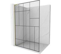 Mexen Kioto L paroi de douche Walk-in 120 x 200 cm, motif noir, or brossé - 800-120-103-55-78 39780 5905315254313