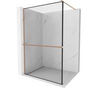 Mexen Kioto+ panneau de douche avec étagère Walk-in 140 x 200 cm, motif noir, laiton brossé - 800-140-121-65-70