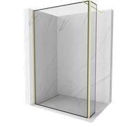 Mexen Kioto panneau de douche Walk-in 110 x 40 cm, cadre noir, or brossé - 800-110-212-55-70-040 47945 5905315341204