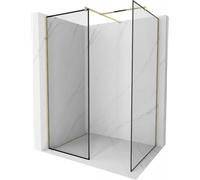 Mexen Kioto panneau de douche Walk-in 120 x 100 cm, cadre noir, doré - 800-120-202-50-70-100 46780 5905315387417