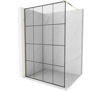 Mexen Kioto Panneau de douche Walk-in 140 x 200 cm, grille noire 8 mm, dorée - 800-140-101-50-77 2869 5907709132771