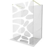 Mexen Kioto paroi de douche 140 x 200 cm, blanc motif 8 mm, or brossé - 800-140-002-55-97