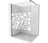 Mexen Kioto paroi de douche 140 x 200 cm, Transparent/Blanc motif 8 mm, Noir - 800-140-101-70-85