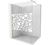 Mexen Kioto paroi de douche 140 x 200 cm, Transparent/Blanc motif 8 mm, Or - 800-140-101-50-85