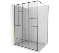 Mexen Kioto paroi de douche 140 x 200 cm, Transparent/Noir motif 8 mm, Or - 800-140-101-50-78