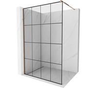Mexen Kioto paroi de douche 140 x 200 cm, Transparent/Noir motif 8 mm, Rose doré - 800-140-101-60-77