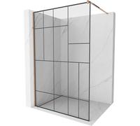 Mexen Kioto paroi de douche 140 x 200 cm, Transparent/Noir motif 8 mm, Rose doré - 800-140-101-60-78