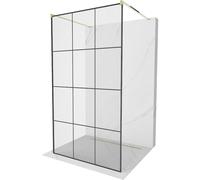 Mexen Kioto paroi de douche autoportante 100 x 200 cm, grille noire 8 mm, or - 800-100-002-50-77 14129 5907709133112
