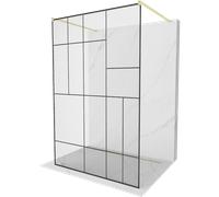 Mexen Kioto paroi de douche autoportante 120 x 200 cm, motif noir 8 mm, or brossé - 800-120-002-55-78 36326 5905315267702
