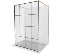 Mexen Kioto paroi de douche autoportante 130 x 200 cm, grille noire 8 mm, cuivre brossé - 800-130-002-65-77 36431 5905315268648