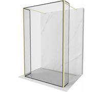 Mexen Kioto paroi de douche autoportante 130 x 30 x 30 cm, cadre noir, or brossé - 800-130-030-222-55-70-030 49780 5905315353528