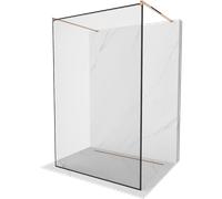 Mexen Kioto paroi de douche autoportante 140 x 200 cm, cadre noir 8 mm, or rose - 800-140-002-60-70 14118 5907709133006