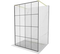 Mexen Kioto Paroi de douche autoportante 140 x 200 cm, grille noire 8 mm, doré brossé - 800-140-002-55-77 36316 5905315267931