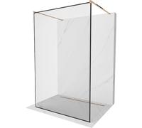 Mexen Kioto paroi de douche autoportante 140 x 200 cm, Transparent/Noir motif 8 mm, Rose doré - 800-140-002-60-70