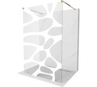 Mexen Kioto Paroi de douche autoportante 140 x 200 cm, vague blanche 8 mm, or rose - 800-140-002-60-97 14193 5907709134447