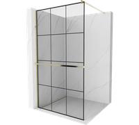 Mexen Kioto+ paroi de douche avec étagère Walk-in 100 x 200 cm, carreaux noirs, dorés - 800-100-121-50-77 13903 5907709177383