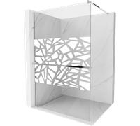 Mexen Kioto+ paroi de douche avec étagère Walk-in 100 x 200 cm, motif blanc, chrome - 800-100-121-01-85 13759 5907709169173